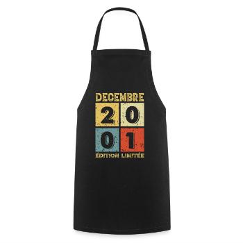 Vintage Geburtstagsgeschenkidee Dezember 2001 - Kochschürze - Schwarz - Vorne - AI Model Male 185 dark (185cm)