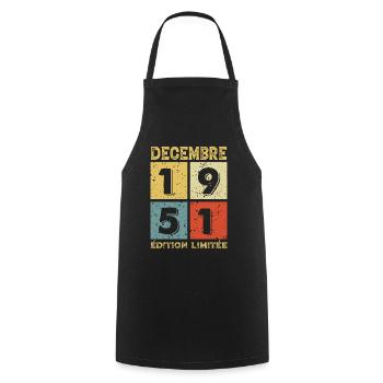 Anniversaire Vintage Idée Cadeau Décembre 1951 - Tablier de cuisine - noir - Devant - AI Model Male 185 dark (185cm)