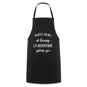 Normandie humour femme normande idée cadeau région - Tablier de cuisine - noir - Devant - AI Model Male 185 dark (185cm)