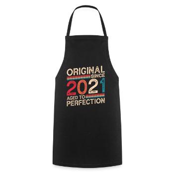 Original since 2021 aged to perfection - Cooking Apron - black - Front - AI Model Male 185 dark (185cm)
