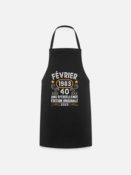Anniversaire Vintage Idée Cadeau Février 1983 40 - Tablier de cuisine - noir