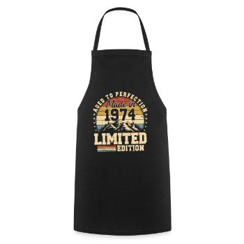 Aged to perfection Made in 1974 - Cooking Apron - black - Front - AI Model Male 185 dark (185cm)