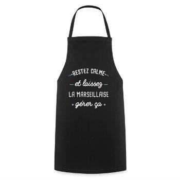 Marseille idée cadeau couple région Marseillaise - Tablier de cuisine - noir - Devant - AI Model Male 185 dark (185cm)
