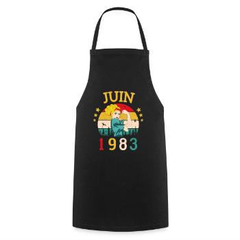 Juin 1983 Anniversaire Vintage Happy Birthday - Tablier de cuisine - noir - Devant - AI Model Male 185 dark (185cm)