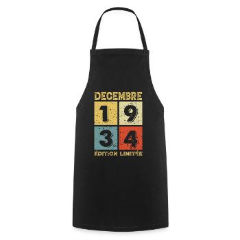 Anniversaire Vintage Idée Cadeau Décembre 1934 - Tablier de cuisine - noir - Devant - AI Model Male 185 dark (185cm)