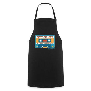1977 Vintage Vintage Retro Cadeau D’anniversaire - Tablier de cuisine - noir - Devant - AI Model Male 185 dark (185cm)