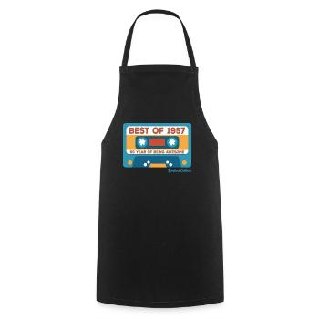1957 Vintage Vintage Retro Cadeau D’anniversaire - Tablier de cuisine - noir - Devant - AI Model Male 185 dark (185cm)