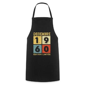Anniversaire Vintage Idée Cadeau Décembre 1960 - Tablier de cuisine - noir - Devant - AI Model Male 185 dark (185cm)
