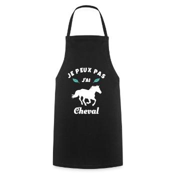 je peux pas j'ai cheval équitation - Tablier de cuisine - noir - Devant - AI Model Male 185 dark (185cm)