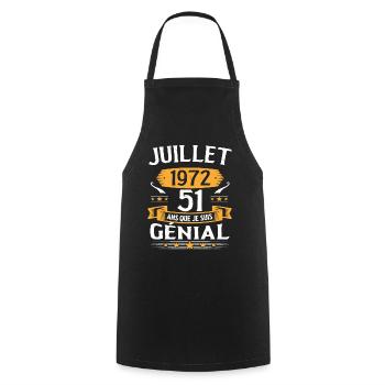 Juillet 1972 51 Ans Que Je Suis Génial Cadeau - Tablier de cuisine - noir - Devant - AI Model Male 185 dark (185cm)