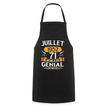 Juillet 1952 71 Ans Que Je Suis Génial Cadeau - Tablier de cuisine - noir - Devant - AI Model Male 185 dark (185cm)