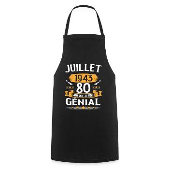 Juillet 1943 80 Ans Que Je Suis Génial Cadeau - Tablier de cuisine - noir - Devant - AI Model Male 185 dark (185cm)