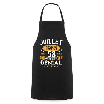 Juillet 1965 58 Ans Que Je Suis Génial Cadeau - Tablier de cuisine - noir - Devant - AI Model Male 185 dark (185cm)