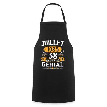 Juillet 1985 38 Ans Que Je Suis Génial Cadeau - Tablier de cuisine - noir - Devant - AI Model Male 185 dark (185cm)