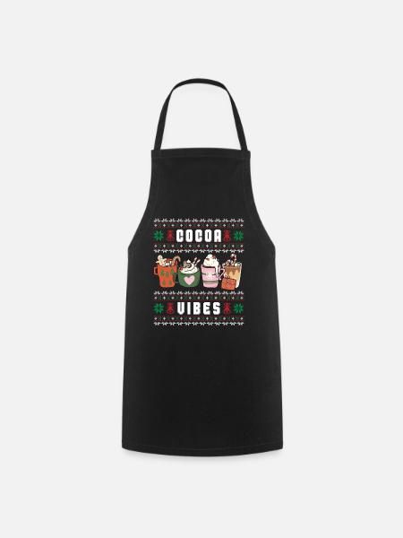 Hot Cocoa Vibes Cute Hot Chocolate Ugly Christmas - Tablier de cuisine - noir