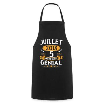 July 2018 5 years that I am awesome gift - Cooking Apron - black - Front - AI Model Male 185 dark (185cm)
