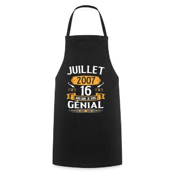 July 2007 16 years that I am awesome gift - Cooking Apron - black - Front - AI Model Male 185 dark (185cm)