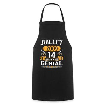 July 2009 14 years that I am awesome gift - Cooking Apron - black - Front - AI Model Male 185 dark (185cm)