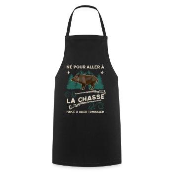 Chasse au Sanglier Humour Chasseur - Tablier de cuisine - noir - Devant - AI Model Male 185 dark (185cm)