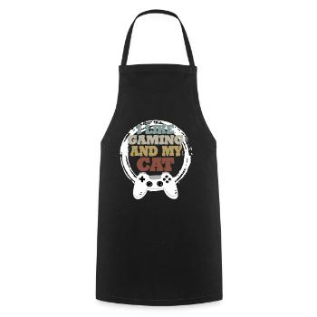 Gaming Cat Gift Idea - Cooking Apron - black - Front - AI Model Male 185 dark (185cm)