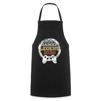 Daddy Gaming Retro Idée cadeau - Tablier de cuisine - noir - Devant - AI Model Male 185 dark (185cm)