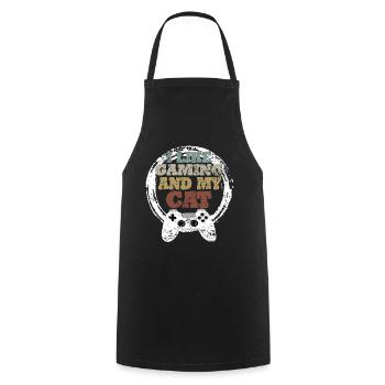 Gaming Cat Gift Idea - Cooking Apron - black - Front - AI Model Male 185 dark (185cm)