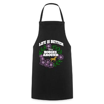 Horse Riding Riding Club Gift Idea - Cooking Apron - black - Front - AI Model Male 185 dark (185cm)