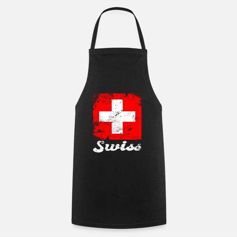August 1st Switzerland Gift Idea T-Shirt - Cooking Apron - black
