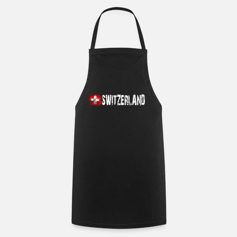 August 1st Switzerland Gift Idea T-Shirt - Cooking Apron - black