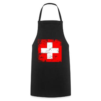T-shirt Idée cadeau Suisse du 1er août - Tablier de cuisine - noir - Devant - AI Model Male 185 dark (185cm)