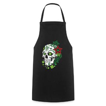 Sugar Bone Floral Shamrock Saint Patrick Day - Tablier de cuisine - noir - Devant - AI Model Male 185 dark (185cm)