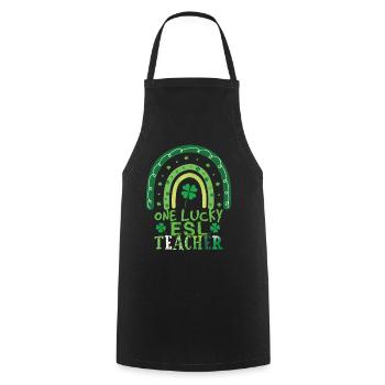 Rainbow Saint Patrick Day Clover Lucky Teacher - Tablier de cuisine - noir - Devant - AI Model Male 185 dark (185cm)