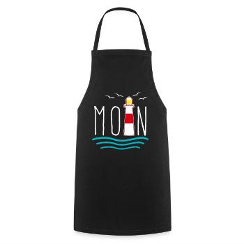 Moin Leuchtturm Norddeutschland - Kochschürze - Schwarz - Vorne - AI Model Male 185 dark (185cm)