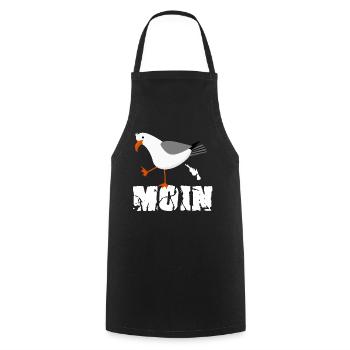 Moin Nodesee Möwe Norddeutsch - Kochschürze - Schwarz - Vorne - AI Model Male 185 dark (185cm)