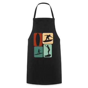 Surfer Retro Surfing Planche de surf - Tablier de cuisine - noir - Devant - AI Model Male 185 dark (185cm)