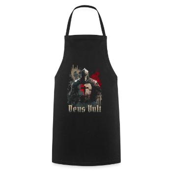 Deus Vult Kreuzritter Tempelritter Mittelalter - Kochschürze - Schwarz - Vorne - AI Model Male 185 dark (185cm)