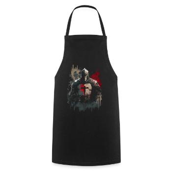 Deus Vult Kreuzritter Tempelritter Mittelalter - Kochschürze - Schwarz - Vorne - AI Model Male 185 dark (185cm)