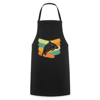 Pizza retro Pizzaria Pizzabäcker - Kochschürze - Schwarz - Vorne - AI Model Male 185 dark (185cm)