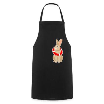 Hase mit Rettungsring - Kochschürze - Schwarz - Vorne - AI Model Male 185 dark (185cm)