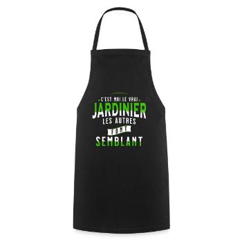 Jardin idée cadeau pour Jardinier Potager Citation - Tablier de cuisine - noir - Devant - AI Model Male 185 dark (185cm)