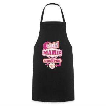 Super Mamie Idée Cadeau Grand-mère Citation Humour - Tablier de cuisine - noir - Devant - AI Model Male 185 dark (185cm)