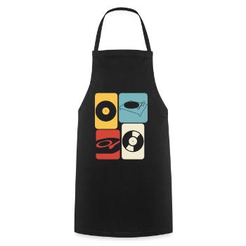 Schallplatte Retro Plattenspieler - Kochschürze - Schwarz - Vorne - AI Model Male 185 dark (185cm)