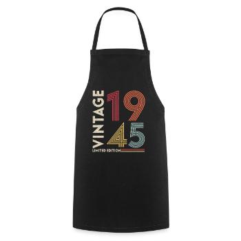 Vintage 1945 Limited edition - Cooking Apron - black - Front - AI Model Male 185 dark (185cm)
