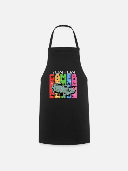 Tonton Gamer Cadeau Gaming Vintage Jeux Vidéo Geek - Tablier de cuisine - noir