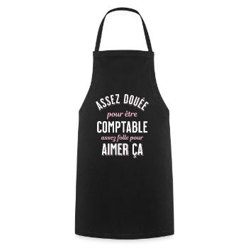 Comptable Cadeau Rigolo Secrétaire Humour Femme - Tablier de cuisine - noir - Devant - AI Model Male 185 dark (185cm)