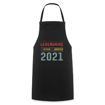 Légendaire Depuis Janvier 2021 Anniversaire - Tablier de cuisine - noir - Devant - AI Model Male 185 dark (185cm)