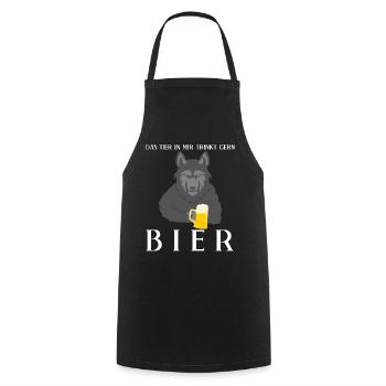 Wolf mit Bier Natur Wölfe - Kochschürze - Schwarz - Vorne - AI Model Male 185 dark (185cm)