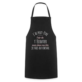 Équitation Cadeau Pour Cavalière Cheval Humour - Tablier de cuisine - noir - Devant - AI Model Male 185 dark (185cm)