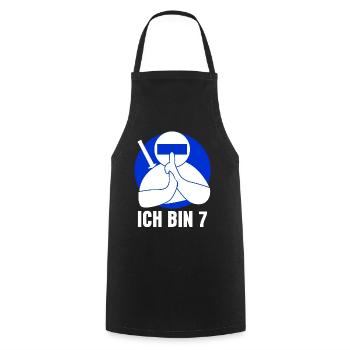Ninja Sieben Jahre zum 7. Geburtstag - Kochschürze - Schwarz - Vorne - AI Model Male 185 dark (185cm)