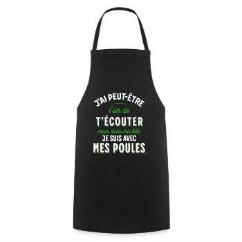Poules Cadeau Humour Potager Citation Jardin Drôle - Tablier de cuisine - noir - Devant - AI Model Male 185 dark (185cm)